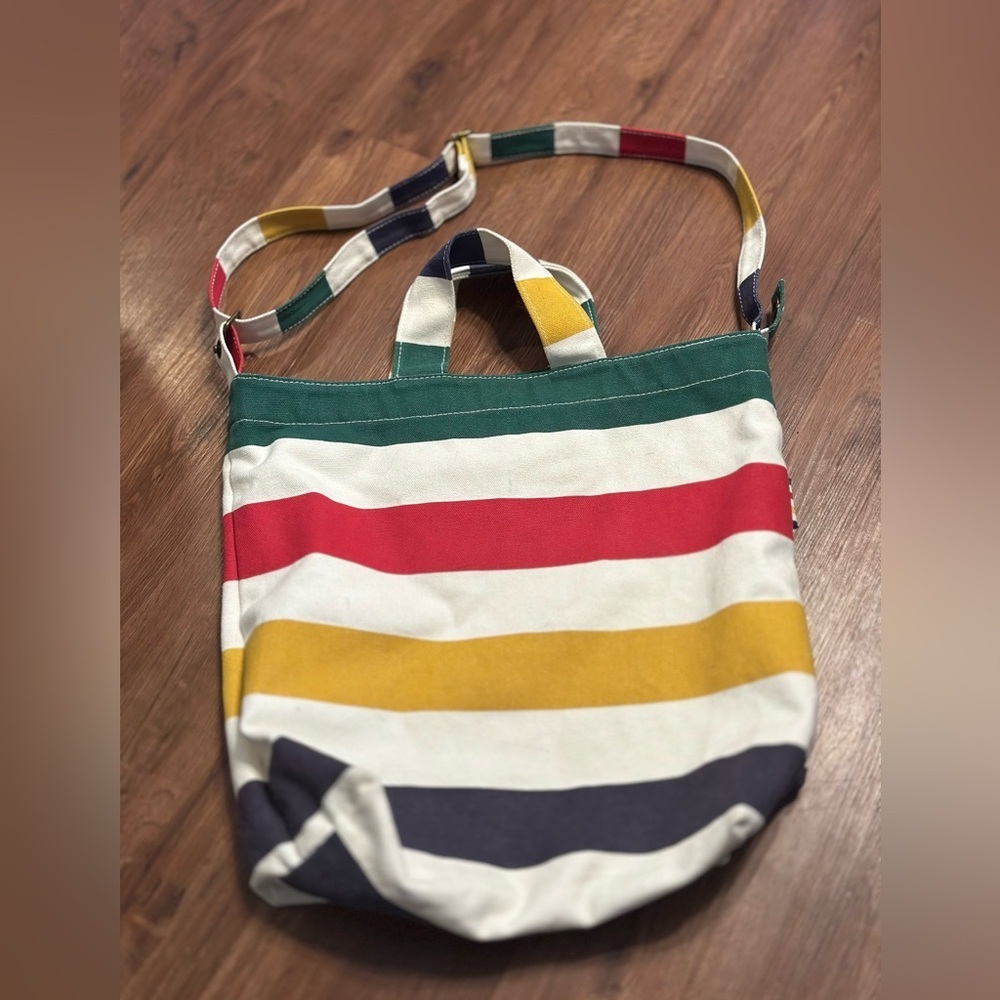 BAGGU X HBC HUDSON BAY COMPANY STRIPE Canvas Tote Crossbody Bag RARE 2012 - Picture 3 of 10